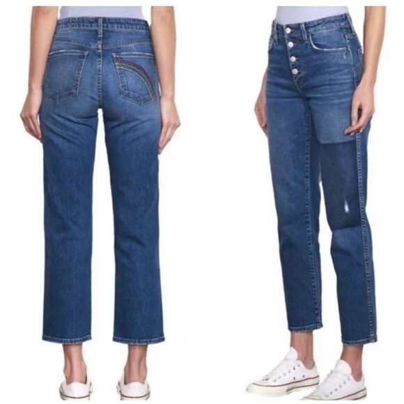 Sundry Button Fly Jeans Womens 24 Blue Boho Hippie 70S Casual Chic Retro Playful - Picture 1 of 10